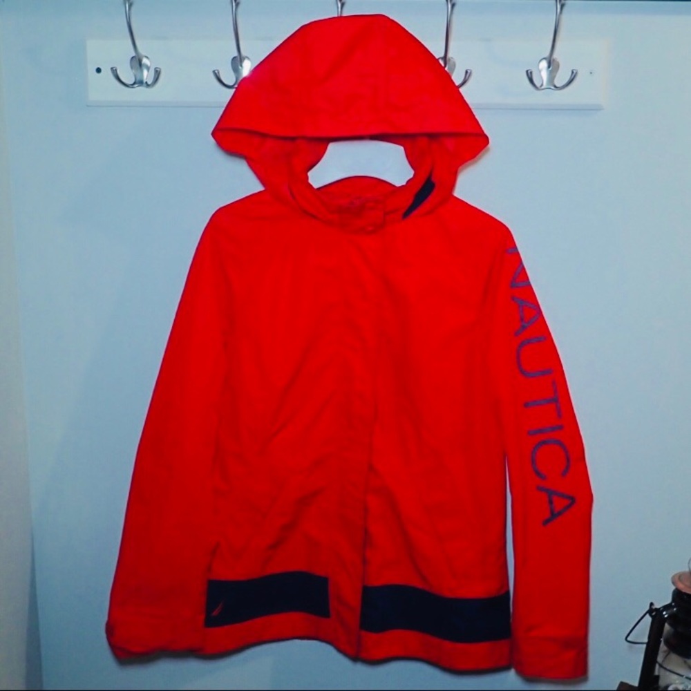Nautica Red & Navy Raincoat with Hoodie